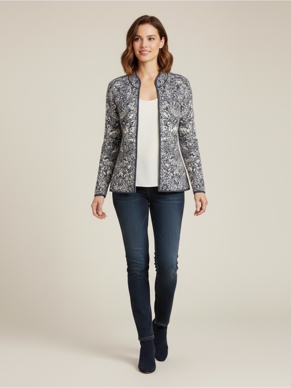NWOT Peruvian Connection Balinese Knit Jacket Pima Cotton Cardigan - Picture 3 of 5